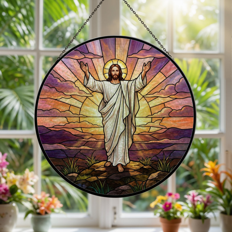 Panneau de vitrail Jésus Christ ， 7,8 H, H 7,8 po
