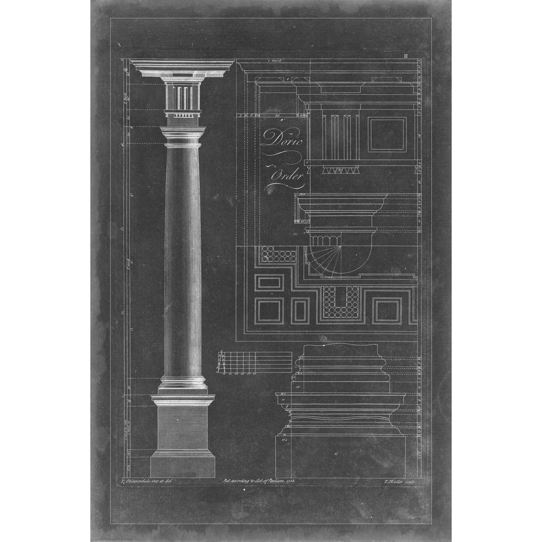 Leinwandbild Doric Order Blueprint von Thomas Chippendale