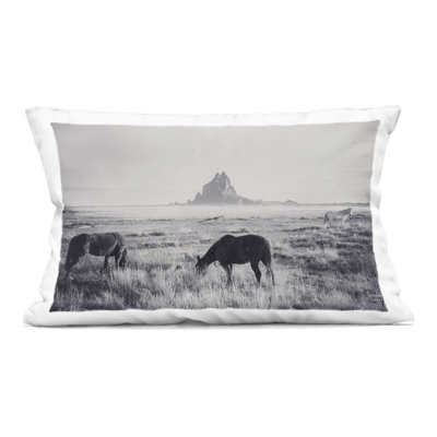 Western Range with Horses Decorative Printed Throw Pillow, design by Nathan Larson