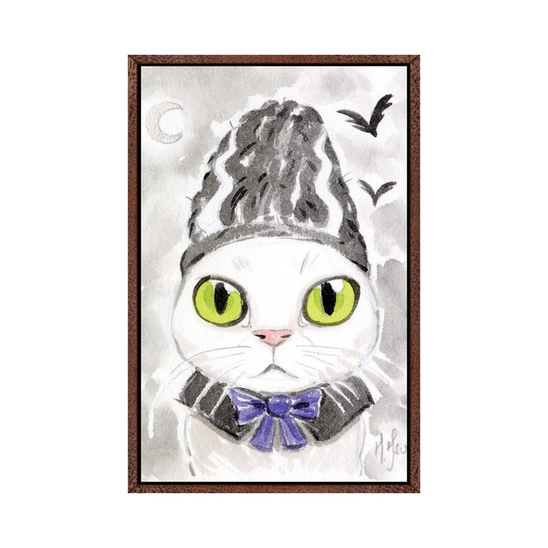 Cat - Bride Of Frankenstein by Martin Hsu - Painting on Canvas, 101.6 cm H x 66.04 cm W, Classic Brown Wood Framed