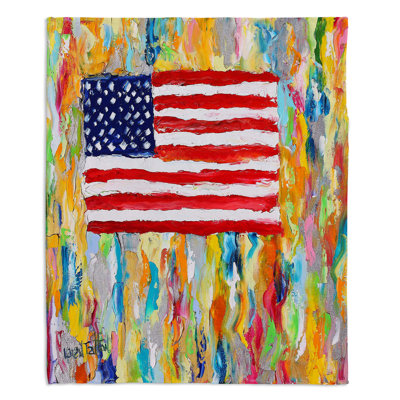 Couverture sherpae douce american flag