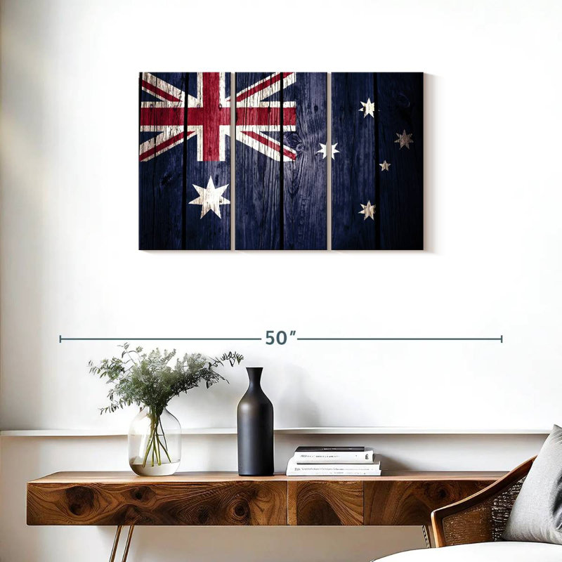Drapeau australien Borges style bois, H 20 po x l 33 po