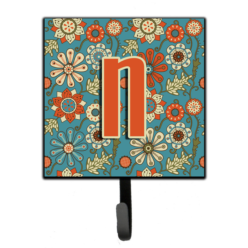 Porte-laisse rétro et crochet mural fleurs, N