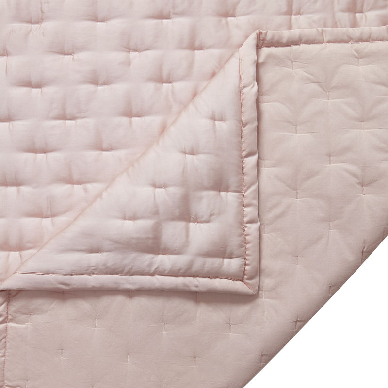 Ensemble de courtepointe 100% coton soyeux et moderne 100% Riggi, Courtepointe pour grand lit + 2 taies décoratives, Rosé