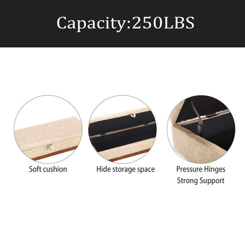 Solid Wood Feet For Solid Weighing, And Bed End Stool With Storage Function, Camel