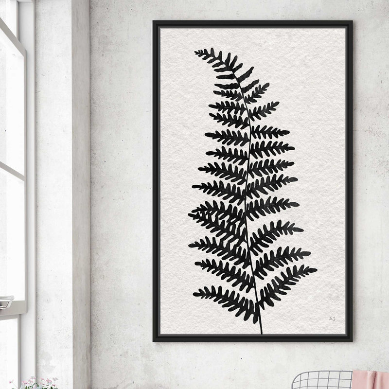 «Forest Fern II» par Susan Jill - Peinture, L 31,5 po x H 51,5 po, Cadre noir