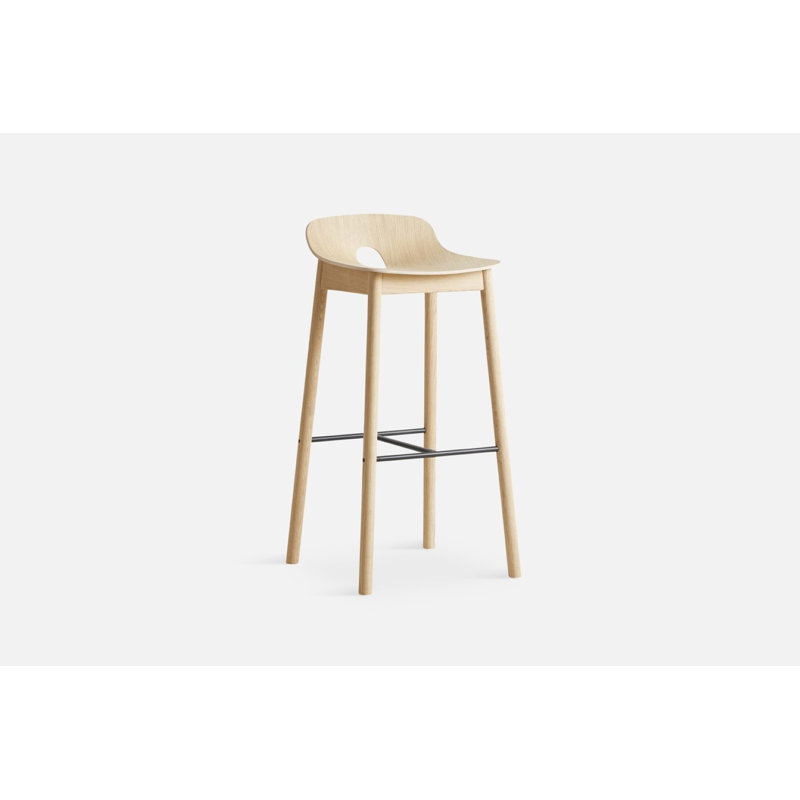 Mono Bar Stool, Counter Stool (25.59'' Seat Height), Oak/Black