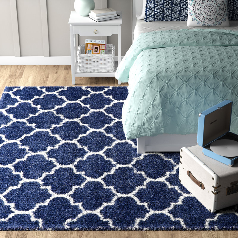 Tapis bleu marine / ivoire Scottsville, Rectangle 5 pi 1 po x 8 pi