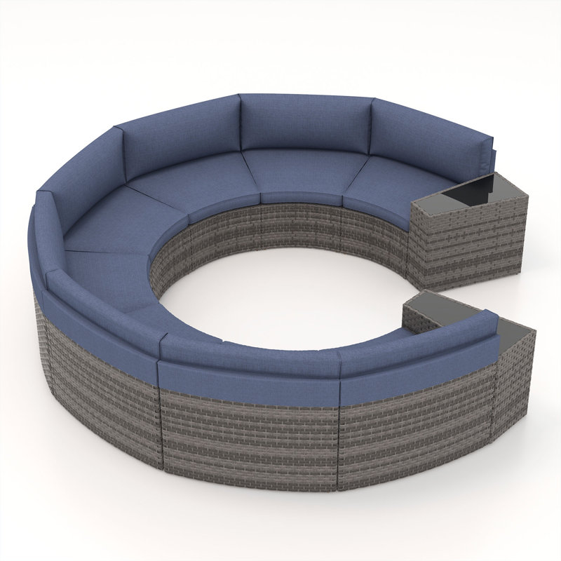 Ensemble de conversation pour 8 personnes avec coussins, Structure grise / coussin bleu marine