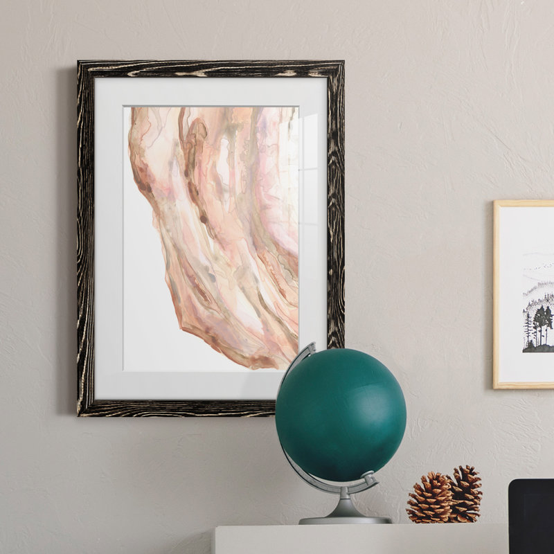 Rose Quartz II - peinture sur toile encadrée, H 20 po x l 17 po x P 1 po, Cadre noir
