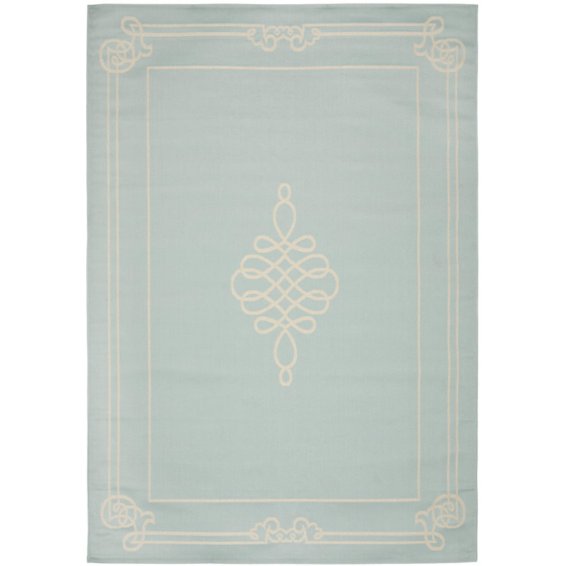 Tapis d'intérieur / extérieur Cherene, Soft Blue/Cream, Rectangle 4 pi x 5 pi 7 po