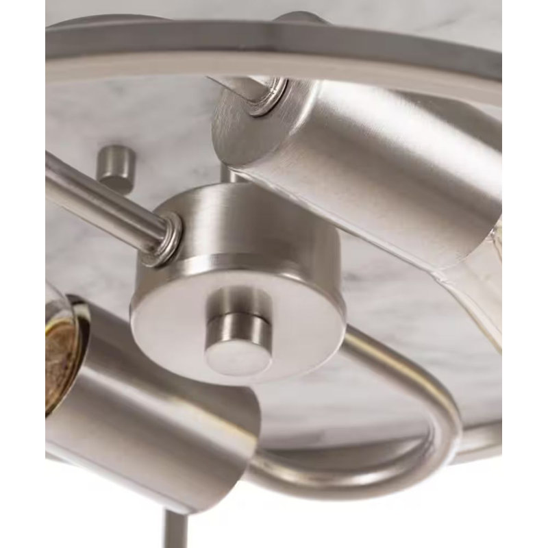 Durrell Rustic Farmhouse 13" Brushed Nickel Flush Mount with Open-Cage Design