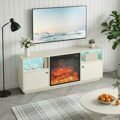 Meuble télé pour téléviseur de 65 po ou moins avec foyer