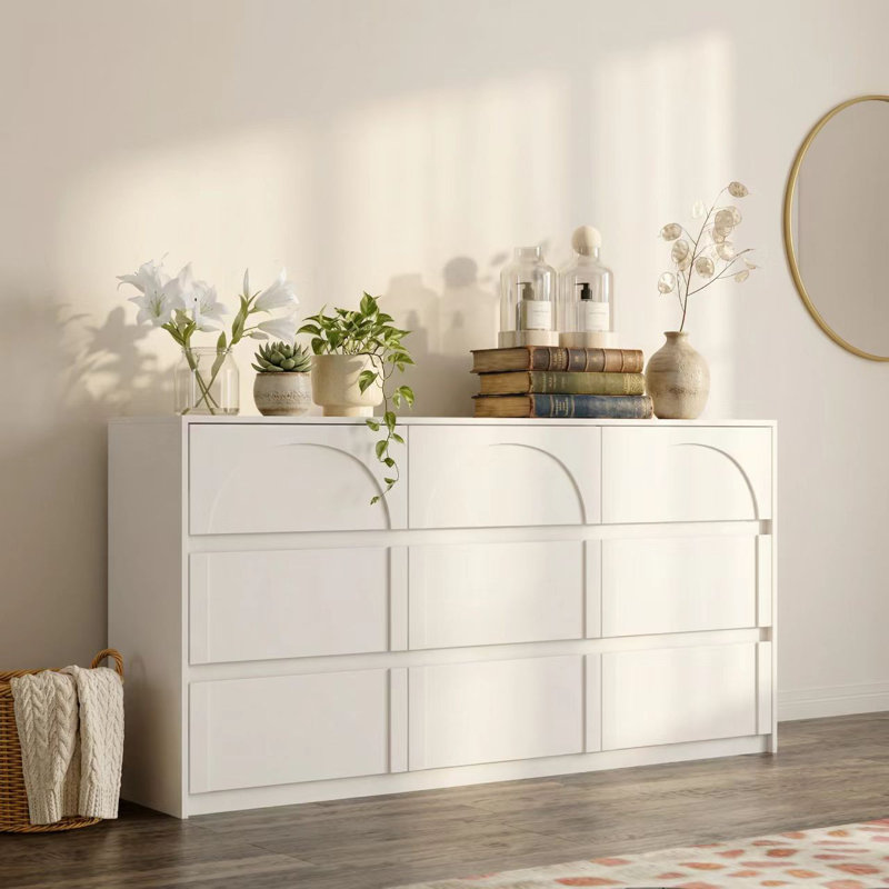 Commode 9 tiroirs Sallye, Blanc