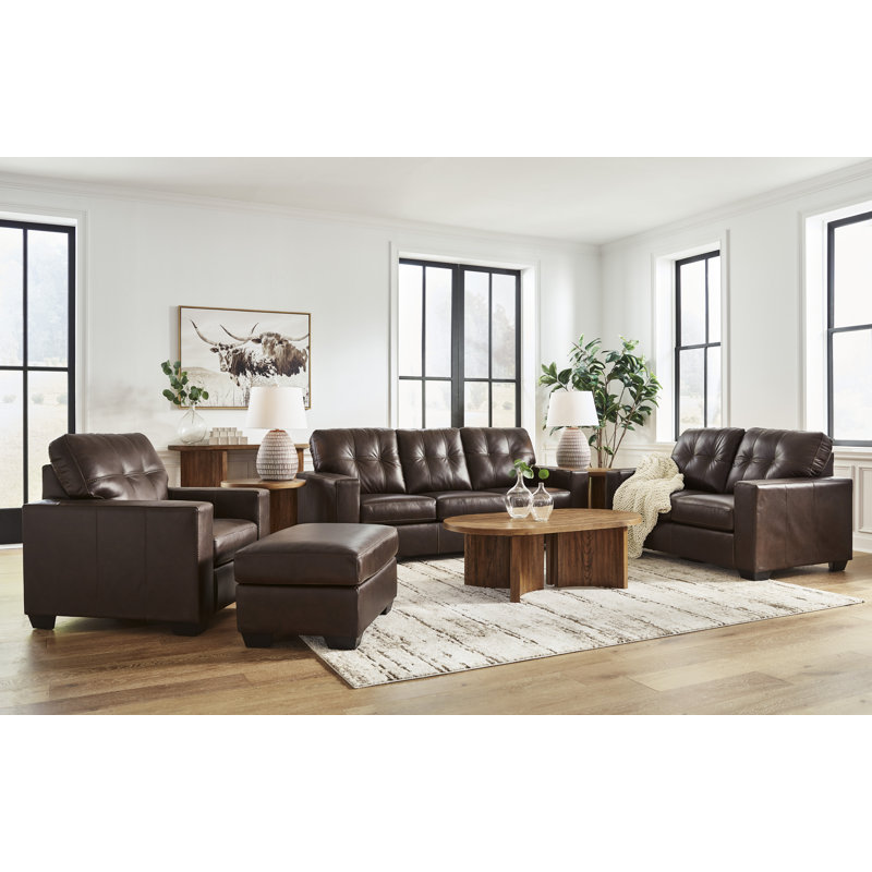 Canapé Bima, H 39 po x l 85 po x P 38 po, Cuir véritable brun