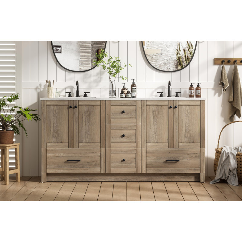 Soma 66 inch Double Bathroom Vanity_Farmhouse / Country_VF2866, Natural Oak
