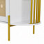 Armoire de salle à manger courbée élégante à 2 portes avec garniture dorée et portes en rotin tissé pour la salle à manger