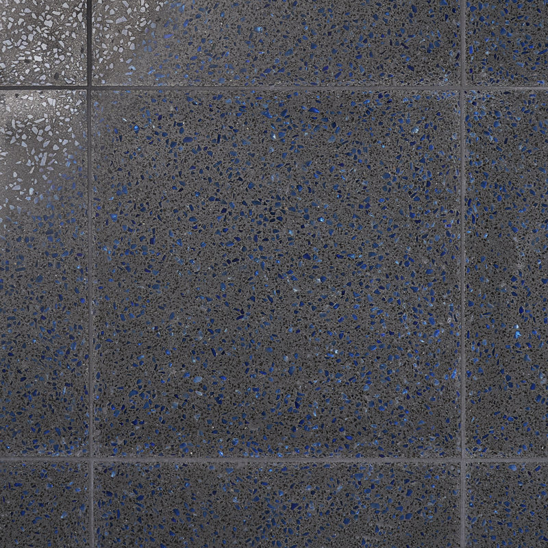 Veritas Terrazzo 16X16 Polished Terrazzo Tile, Blue/Gray