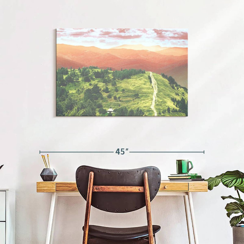 Alvord Retro Forest Mountain Scene, 24" H x 36" W