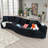 115.7" Chenille Modular Sectional Sofa - 2-Piece Curved Design with 5 Pillows, No Assembly Required, Free-Form Ergonomic Shape-1910366577
