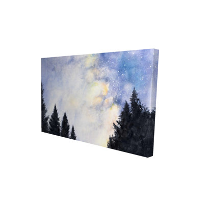 «Starry Sky in Forest - Contemporary Trees», art mural sur toile