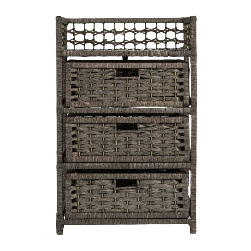 Stain Paper Rope 3 Drawer Chest , Gray
