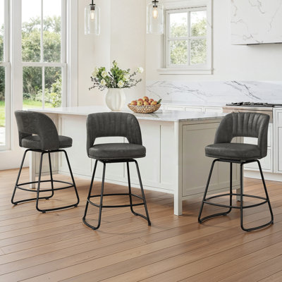 26''H Swivel Barstools With Metal Legs