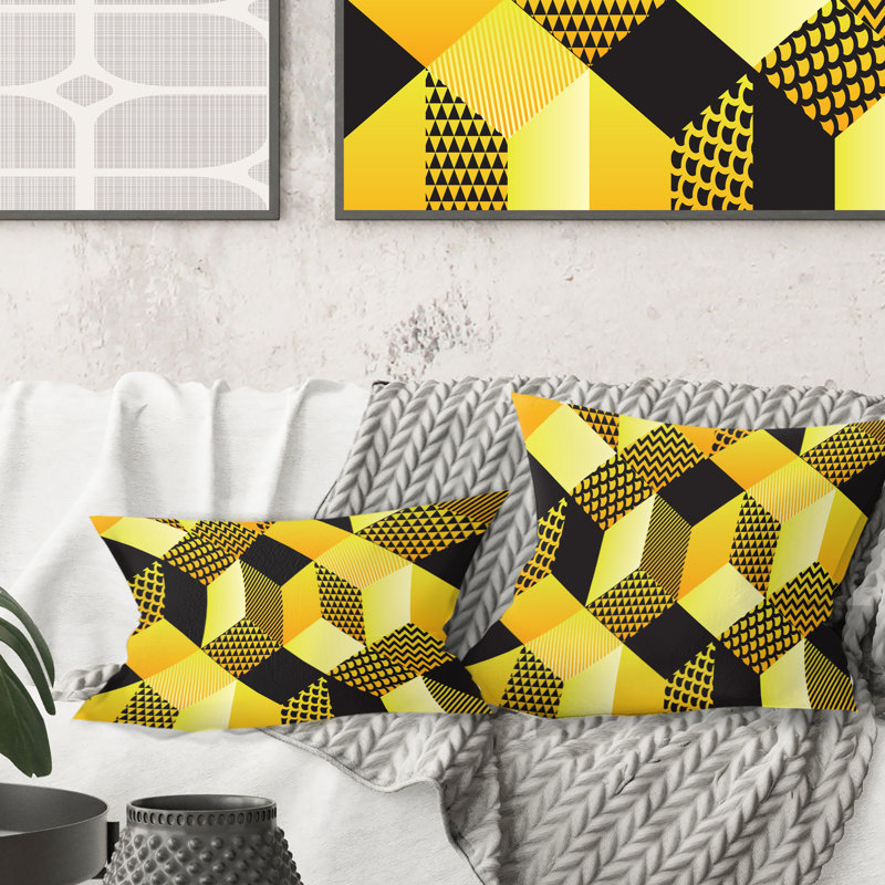 Coussin décoratif rétro à motif hexagonal II - Mid-Century, 18 po x 18 po
