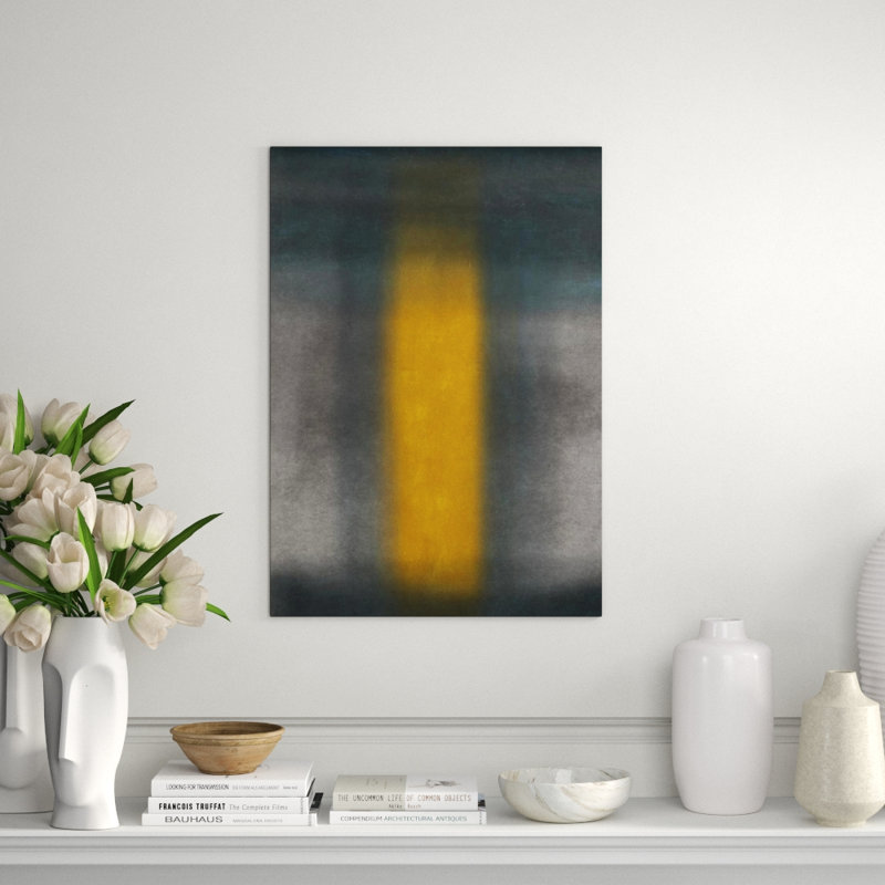 Gray And Yellow I Print by Sofia Fox, Glass Coat, 34" H x 24" W x 1.5" D