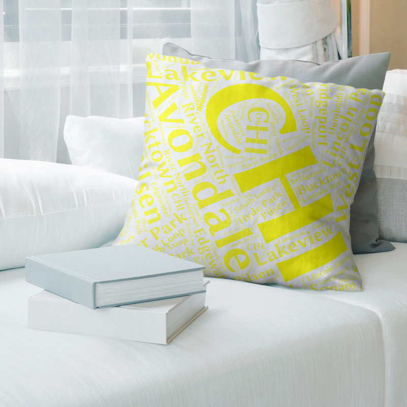 Housse de coussin en cuir Illinois Dist Quartiers, 20 po x 20 po, Jaune
