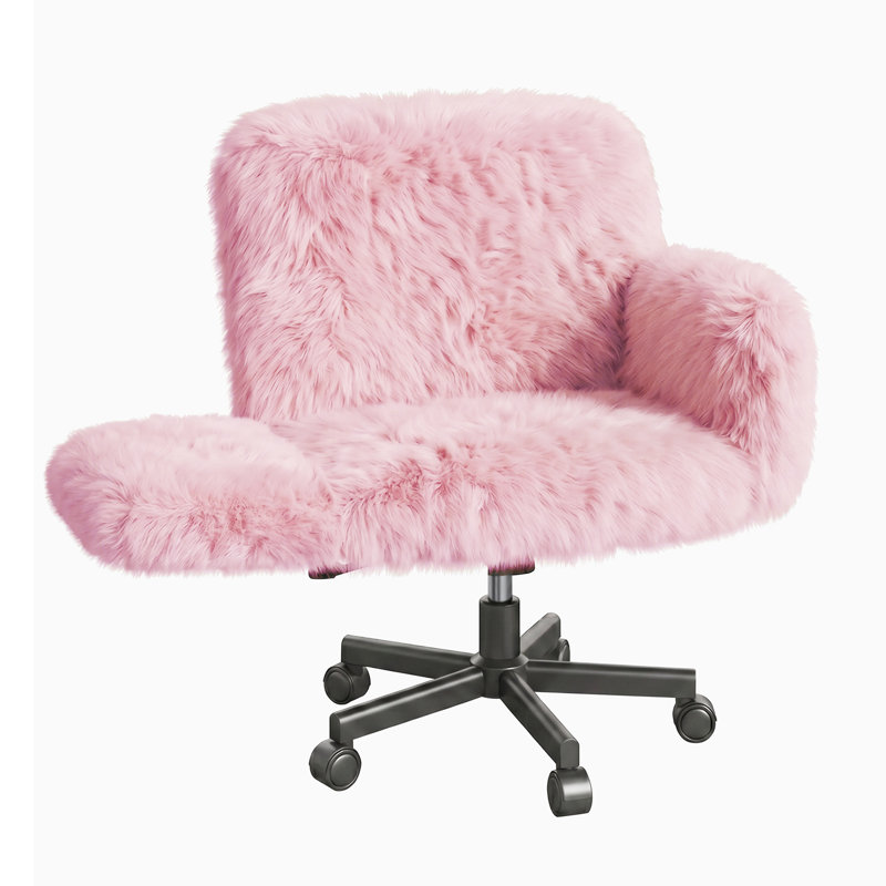 Side Chair, Pink-Faux Fur
