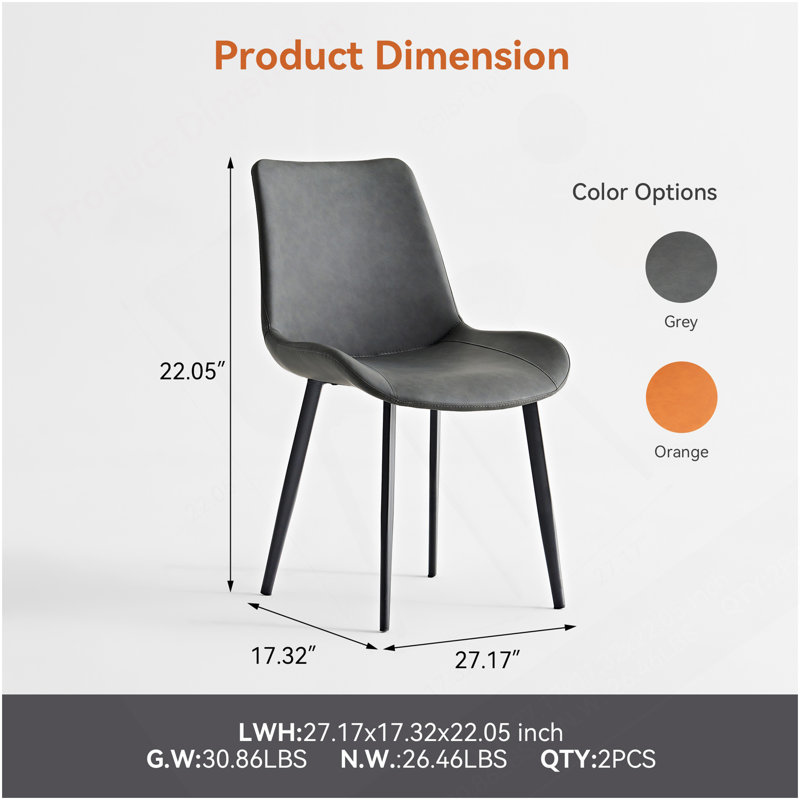 Grey PU Leather & Iron Leg Dining Table Set (2-Piece)