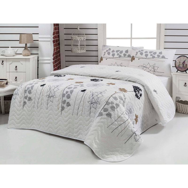 Couvre-lit simple de luxe, 65% coton et 35% polyester, 61,0 po x 78,7 po | Design élégant blanc, noir, brun et gris | Lavable à la machine à 30 ° C | Parfait pour les chambres confortables et les décors modernes, doux et durable