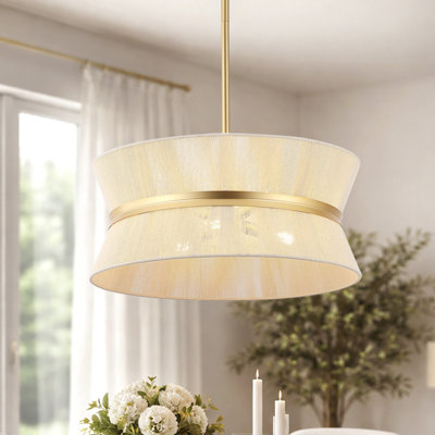 19.7" Modern Coastal 6-Light Rope Drum Chandelier