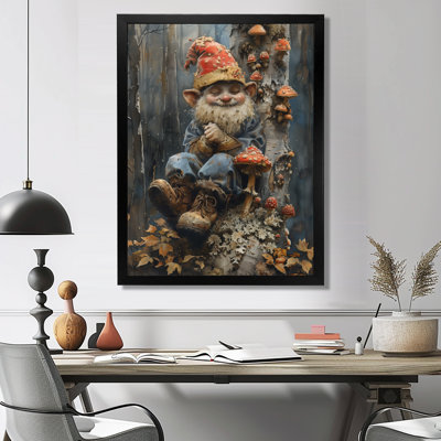 Red Blue Autumn Fungal Fellowship Gnome - Gnome Wall Decor