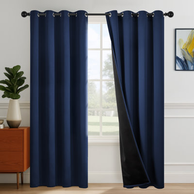 Ensemble de 2 rideaux occultants et isolants avec œillets pour chambre à coucher et salon