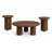 Set of 3 Natural Wood Round Tables – Coffee Table with Two Matching End Tables, Solid Mango Wood with Sculptural Pedestal Base for Modern Living Spaces - Brown