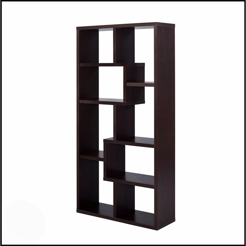 Bibliothèque à 10 tablettes en finition cappuccino, solution de rangement robuste et élégante pour les livres et les objets décoratifs