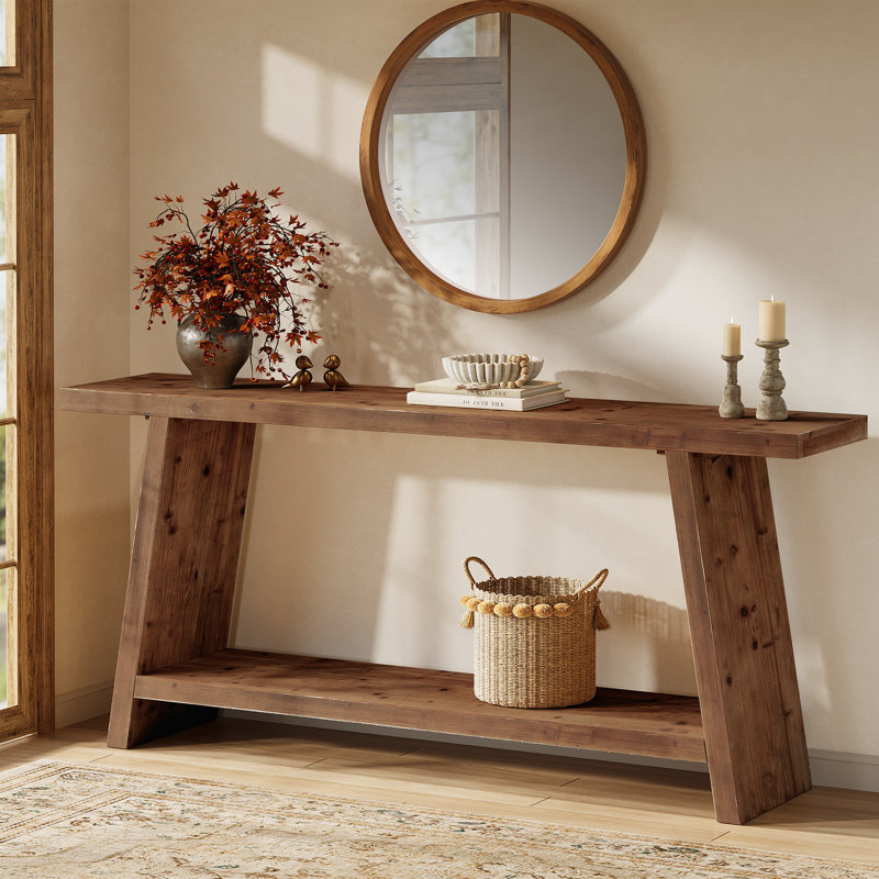 70.9-inch Soild Wood Console Table, Brown