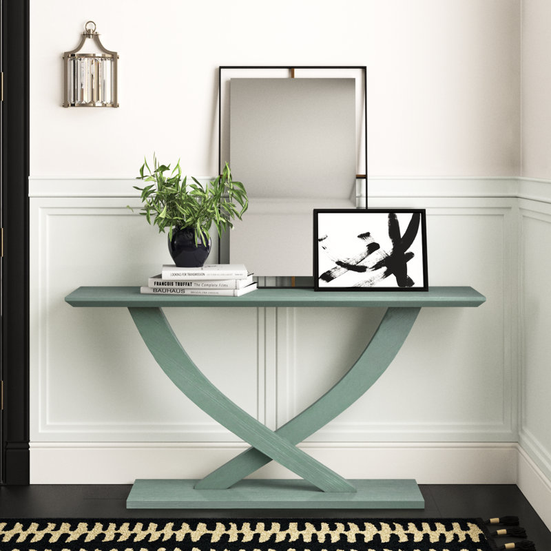 Console en bois massif de 57 po Catelynn, Mousse espagnole