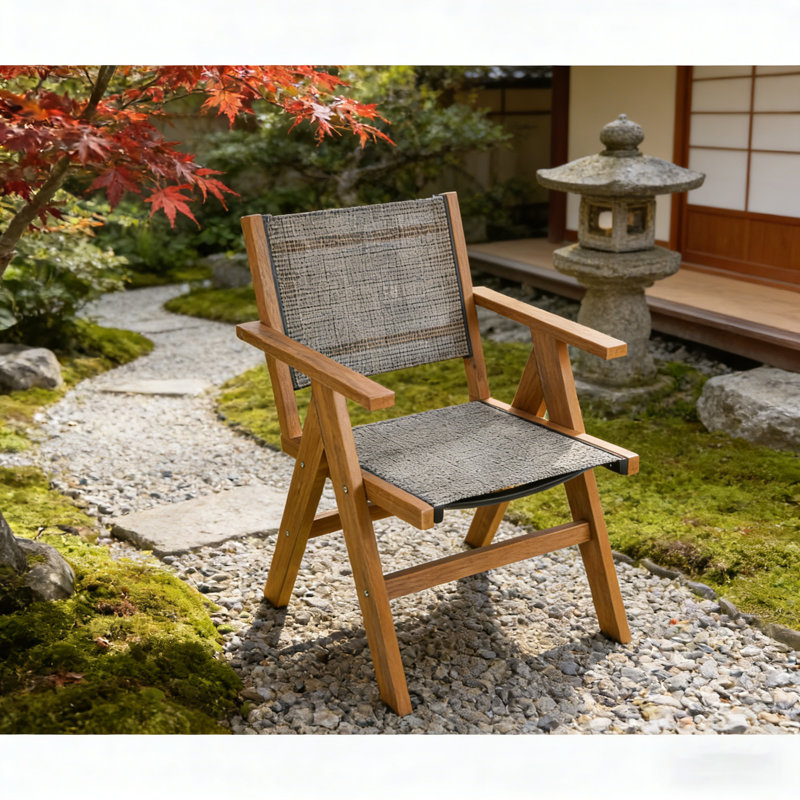 All-Season Teak Color Outdoor Lounge Chair: Sturdy HIPS Material Construction Equipped With 304 Stainless Steel Accessories – Weather-Resistant, Durable Design Ideal For Gardens, Patios, Backyards & Year-Round Outdoor Relaxation Spaces