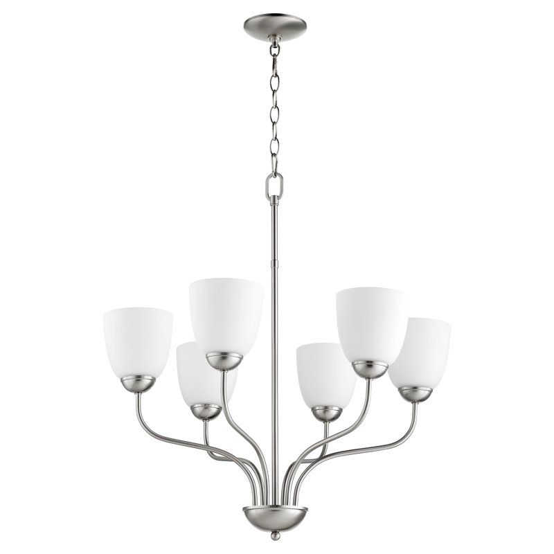 Lustre classique à 6 lumières avec abat-jour, Bronze huilé, Blanc