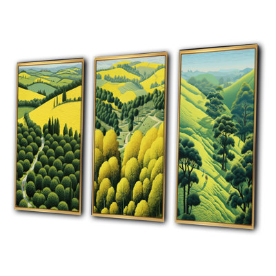 " Green Vision Valley Majestic Mountain Forest VII " 3 - Pieces
