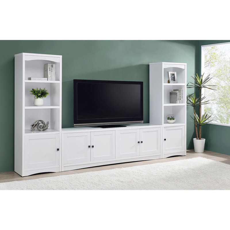 Tour média en bois d'ingénierie à 3 tablettes Stott, Blanc