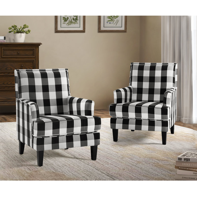 Fauteuil Amara de 69,85 cm de large, À carreaux noirs