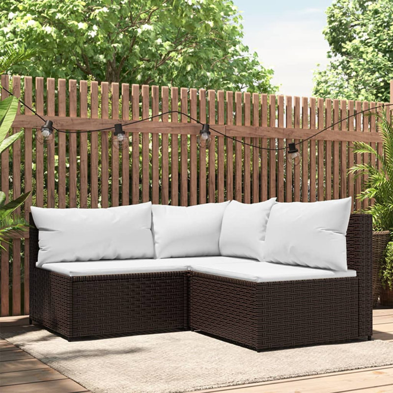 Bedingfield 24.8'' Wide Square Patio Sectional Set with Cushions, Brown, Red