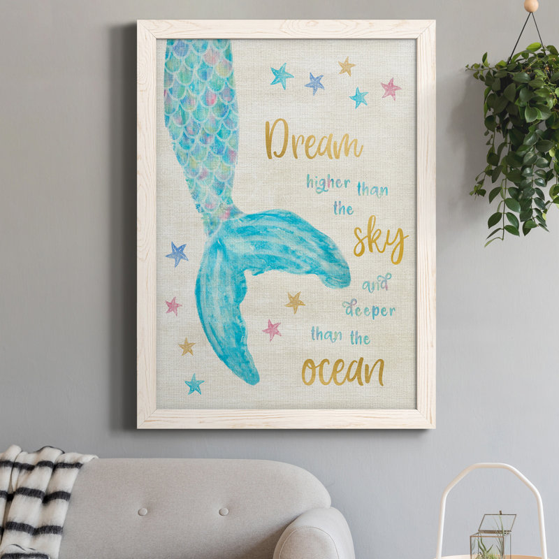 Mermaid Dream - Peinture sur toile encadrée, Toile avec cadre blanc, H 24 po x l 18 po x P 1,5 po