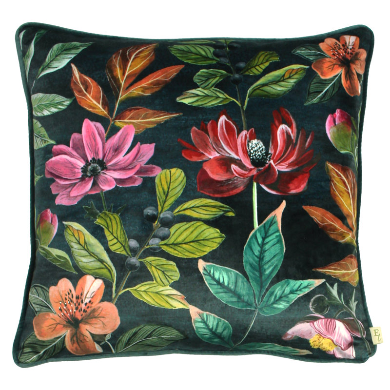 Midnight Garden Floral Velvet Cushion Cover