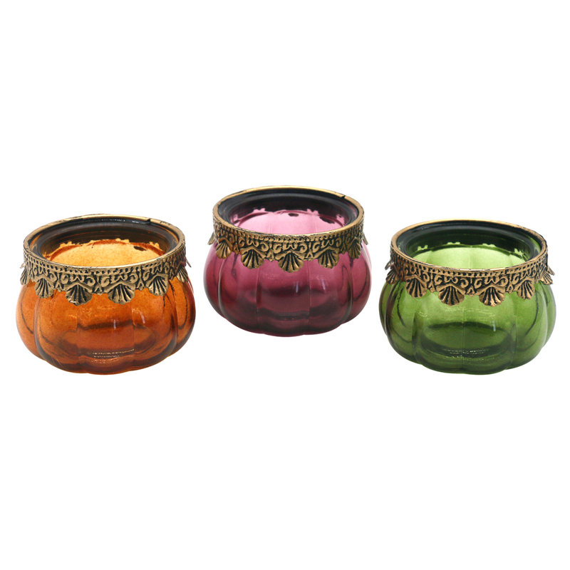 3 Piece Glass Tabletop Votive Holder Set