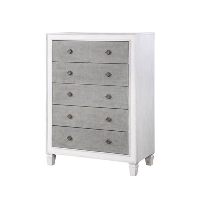 Commode Katia gris rustique et blanc vieilli